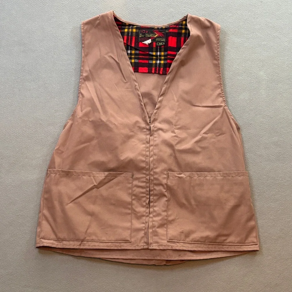 VTG 10x America's Finest Sport Clothing Hunting Vest Brown Plaid Lined Mens M